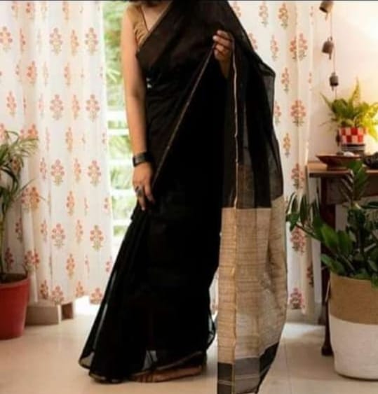 Black Khadi Jhari Sarees