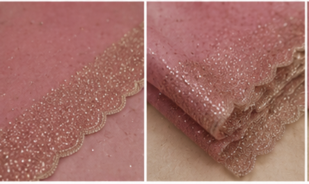 Bling Border Pink Colour Party Wear Sarees