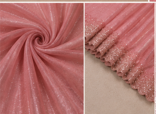 Bling Border Replica Sarees Blush Pink Colour
