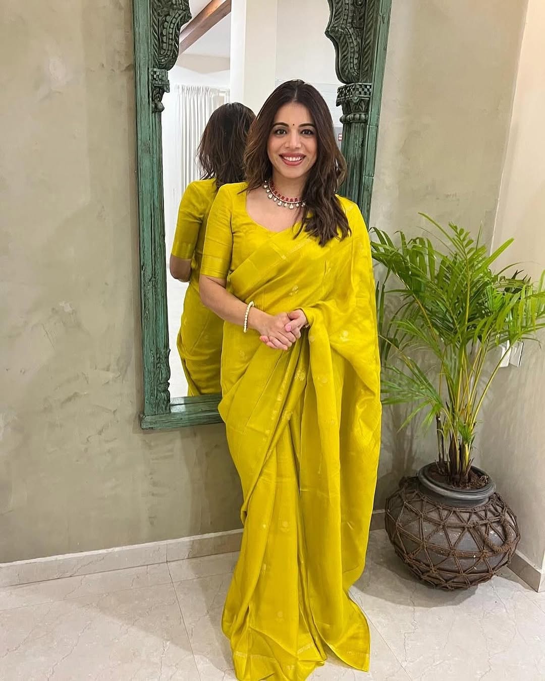 Tusser silk saree (yellow)