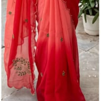 Soft georgette saree with seroski handwork ♥️ red