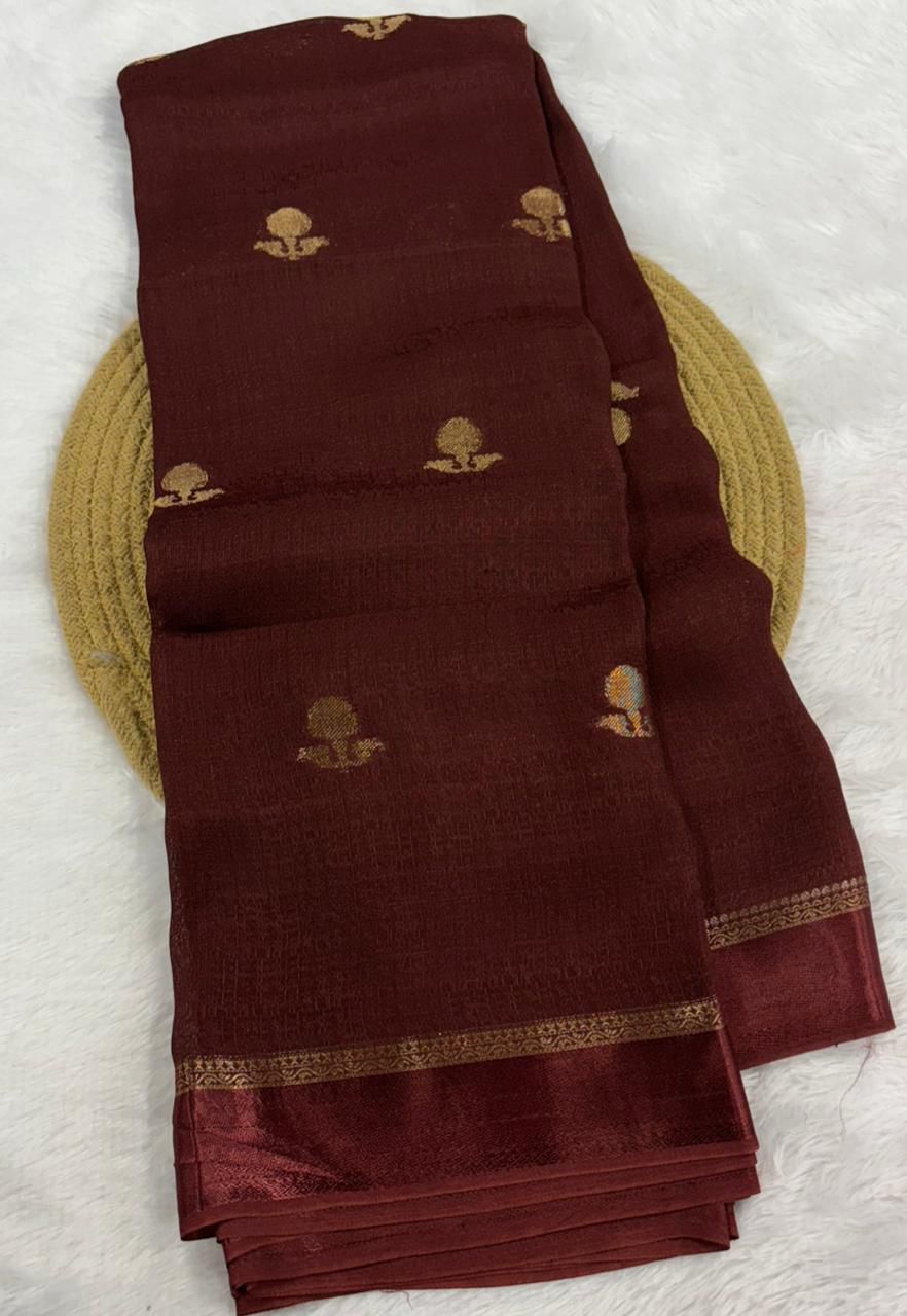 Tusser silk saree (Brown)