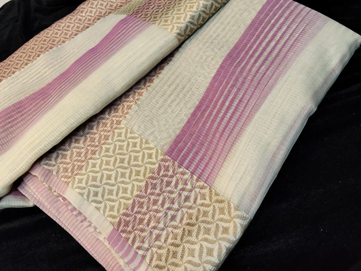 Banarsi pure Kota cotton( light pink and cream saree)