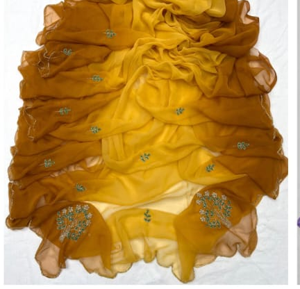 Soft georgette saree with seroski handwork π Fenugreek