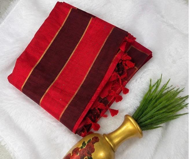 striped mull cotton saree