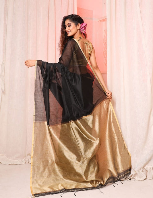Black Khadi Jhari Sarees