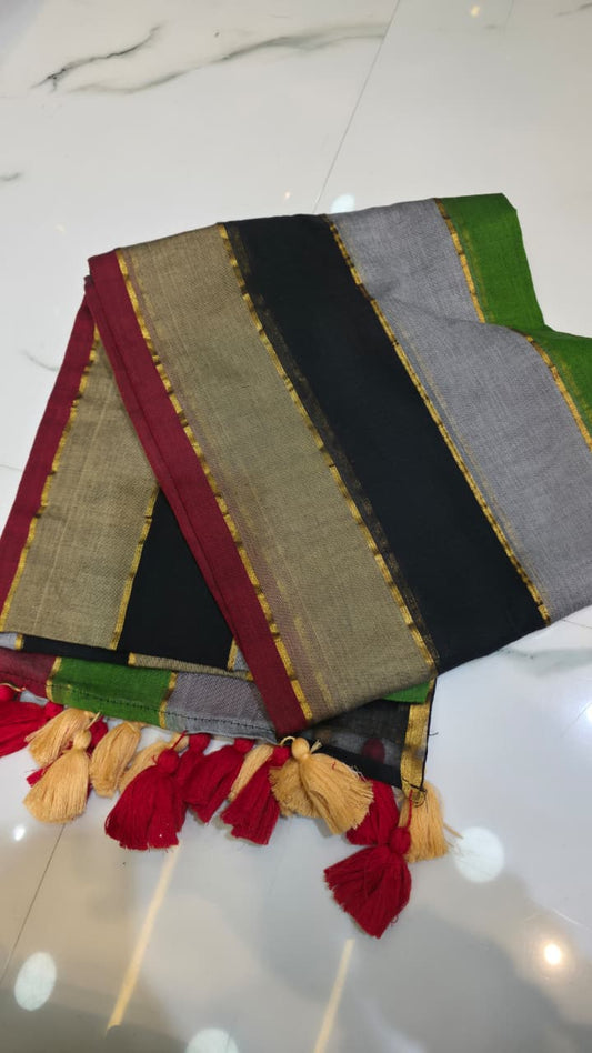 Zari Stripe Mull Cotton Saree