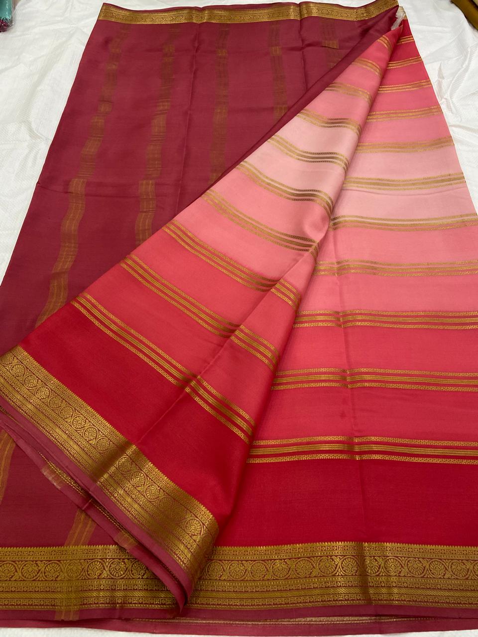 Designer Brush Shade Pure Crepe Silk Saree