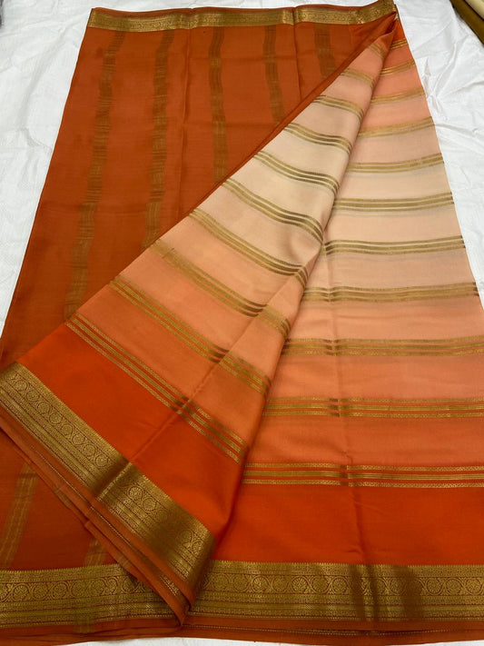 Designer Brush Shade Pure Crepe Silk Saree