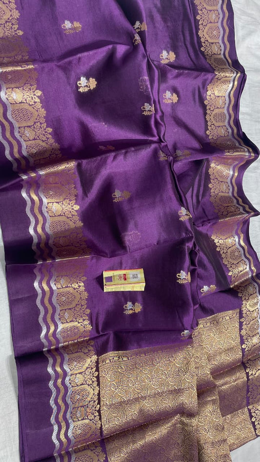 Lavender Colour Pure Banarasi Mango Silk Saree