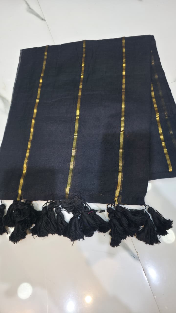 Zari Stripe Mull Cotton Saree