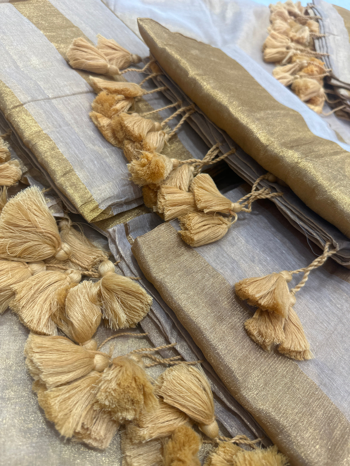 Cotton tissue gold saree