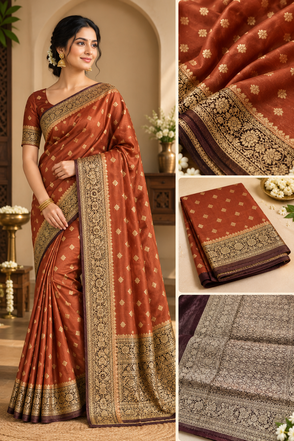 Banarasi pure satin silk saree(maroon)