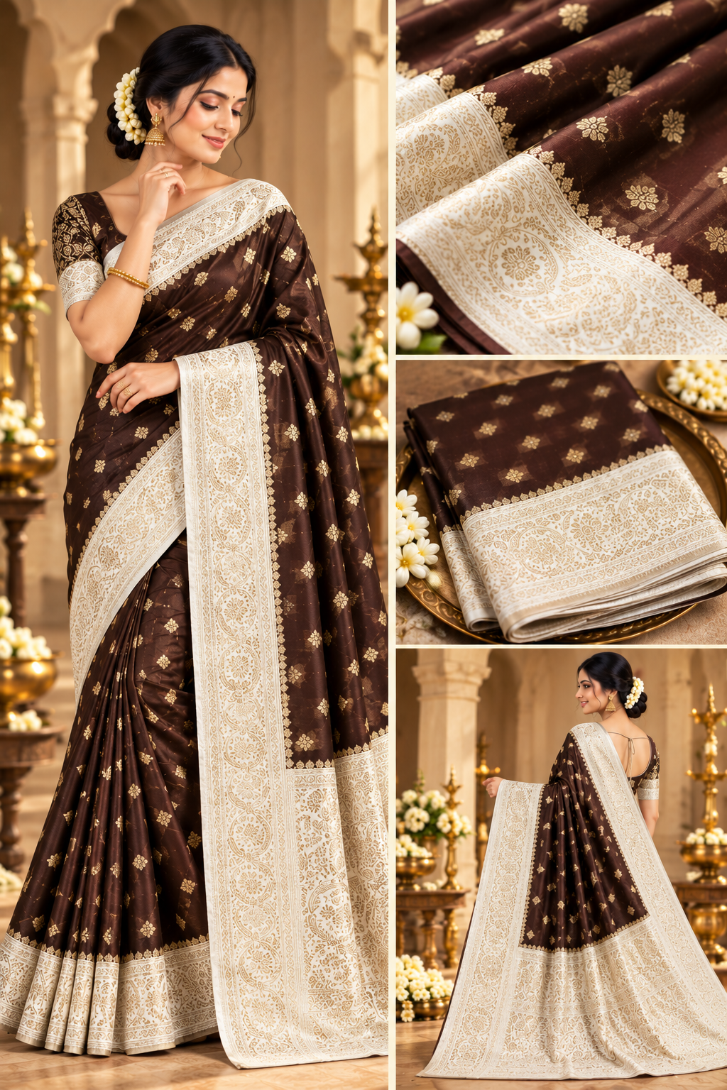Banarasi pure satin silk saree (brown)