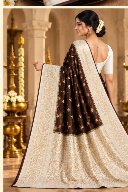 Banarasi pure satin silk saree (brown)