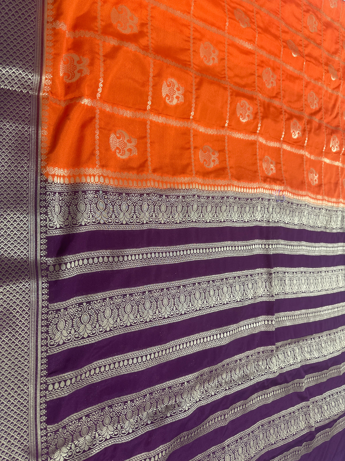 Premium Mysore crepe saree with Ghandaberunda motifs
