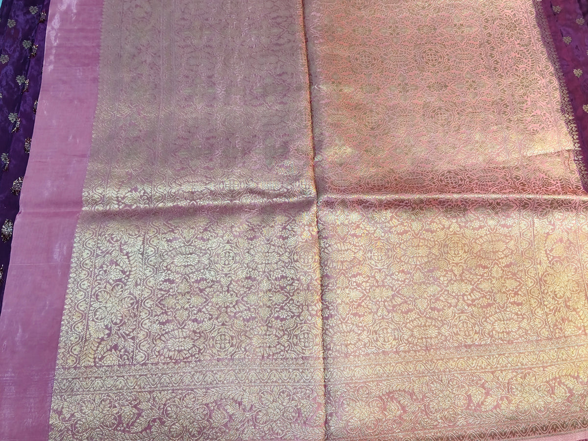 Banarasi pure satin silk saree ( purple)