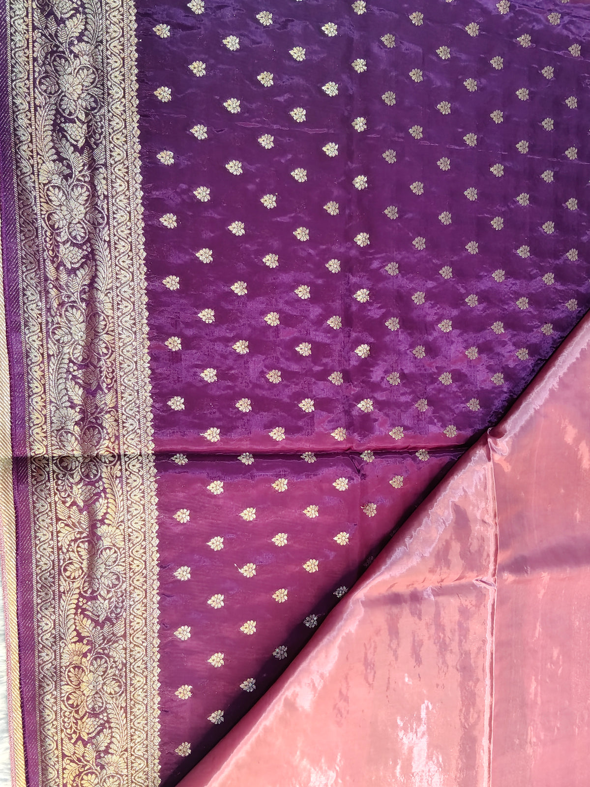 Banarasi pure satin silk saree ( purple)