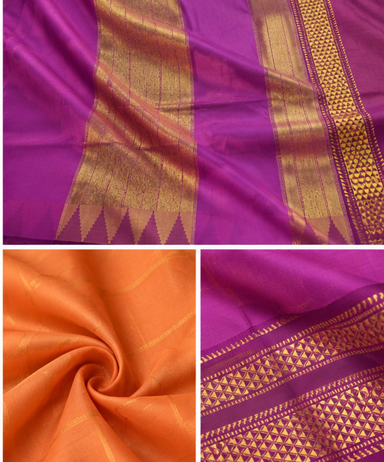 Handloom silk ilikal saree(orange)