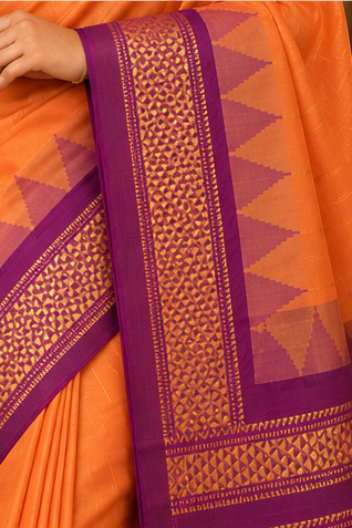 Handloom silk ilikal saree(orange)