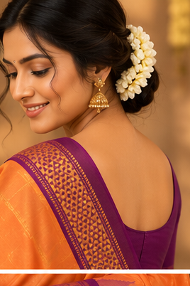 Handloom silk ilikal saree(orange)