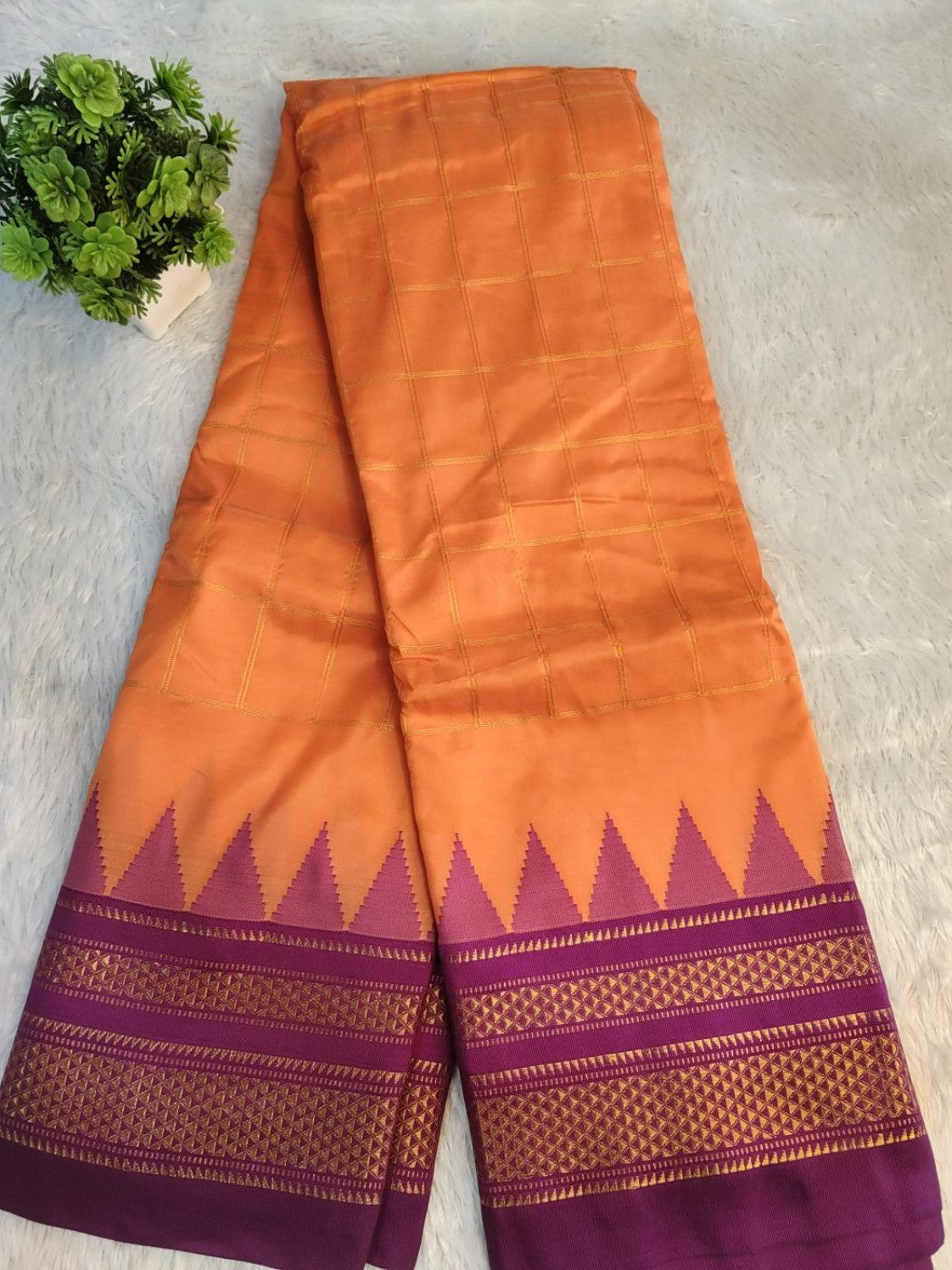 Handloom silk ilikal saree(orange)