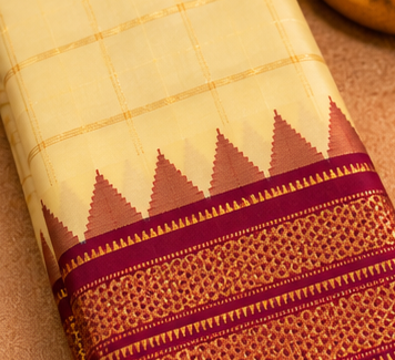 Handloom silk ilikal saree ( Musk Melon yellow)