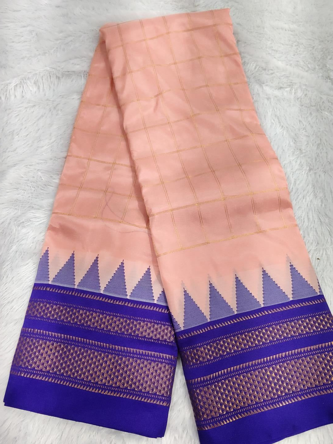 Handloom silk ilikal saree (Baby pink)