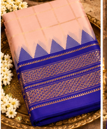 Handloom silk ilikal saree (Baby pink)