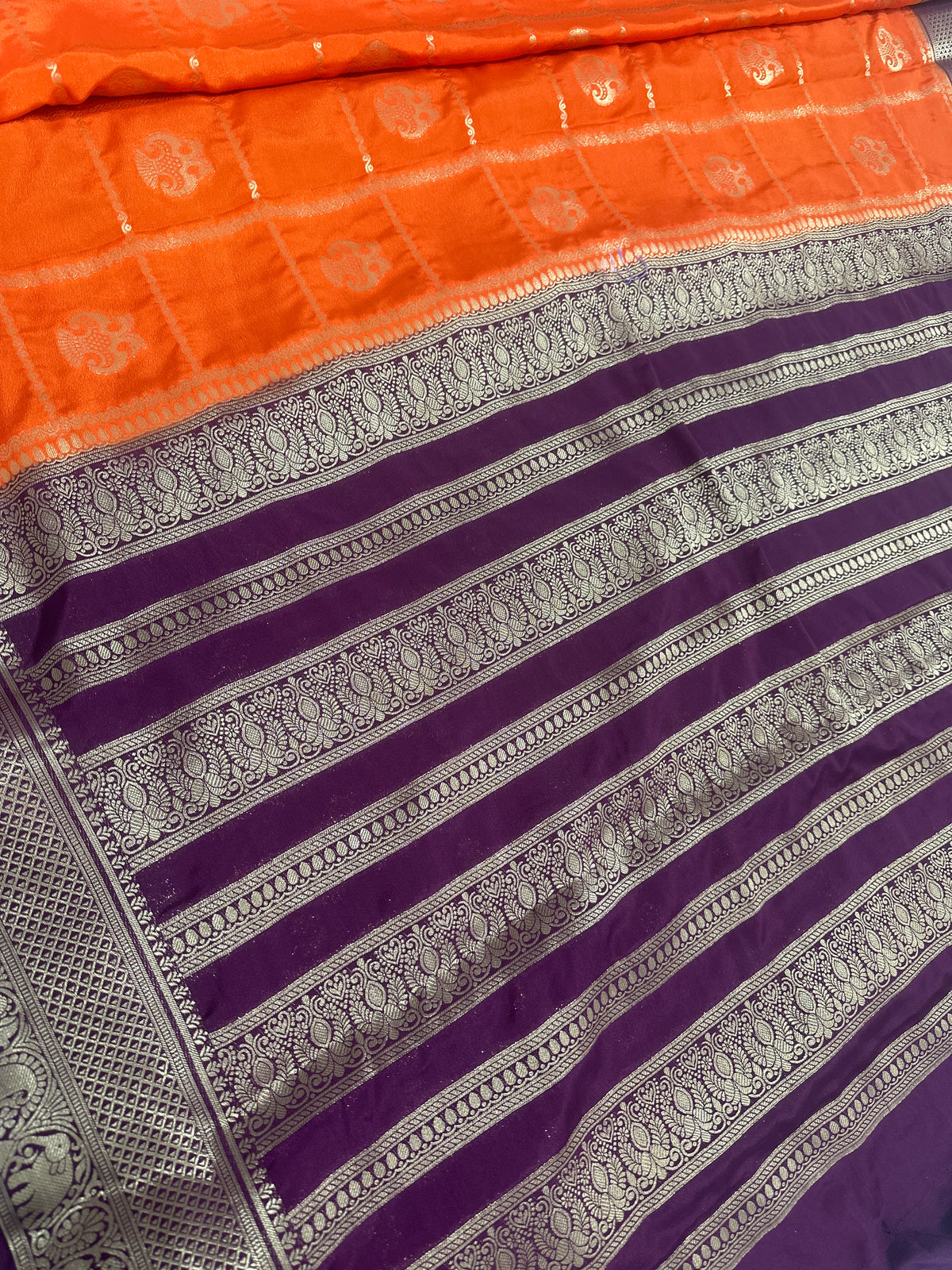 Premium Mysore crepe saree with Ghandaberunda motifs