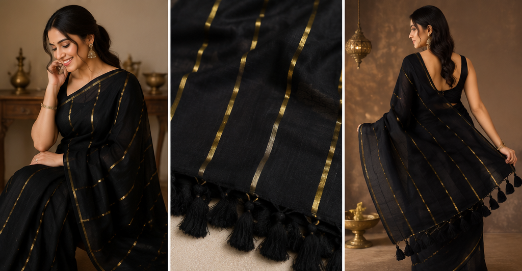 Zari Stripe Mull Cotton Saree