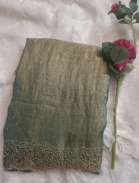 Bling Border Replica Sarees Sea Green
