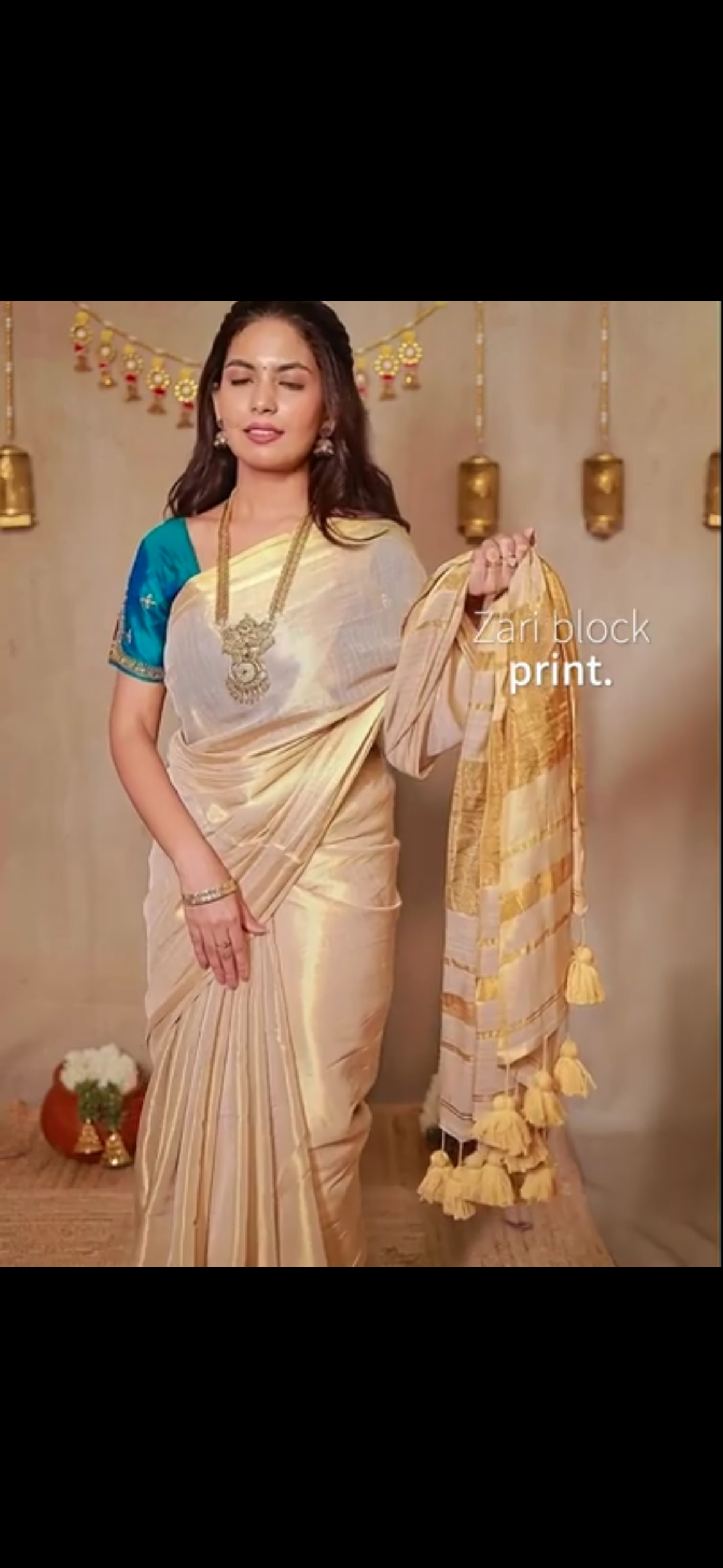 Cotton tissue gold saree