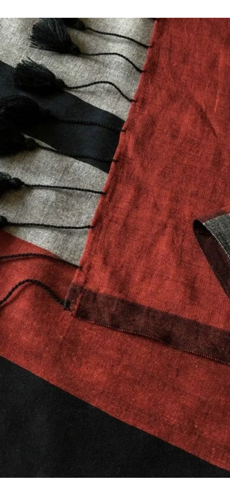 Khadi saree black and maroon