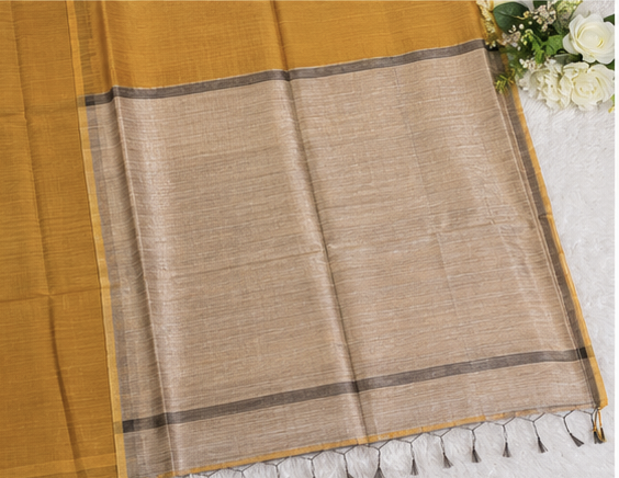 Golden Yellow Khadi Jhari Sarees