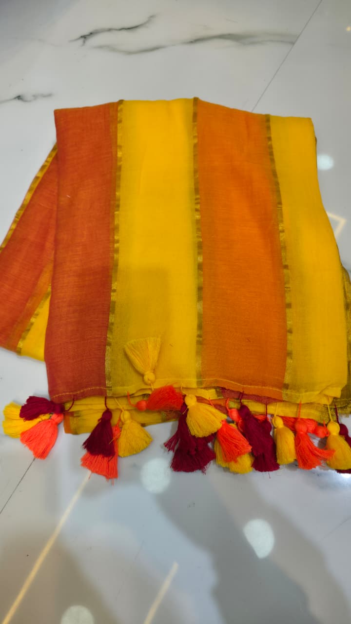 mull jhari saree