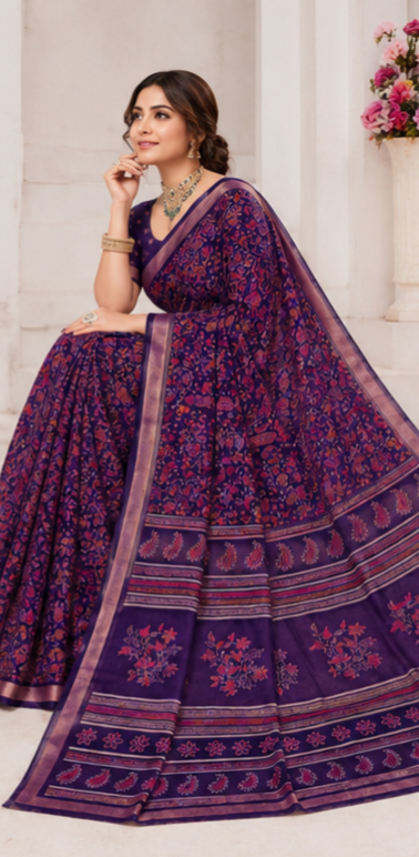 Kalamkari  chiffon saree