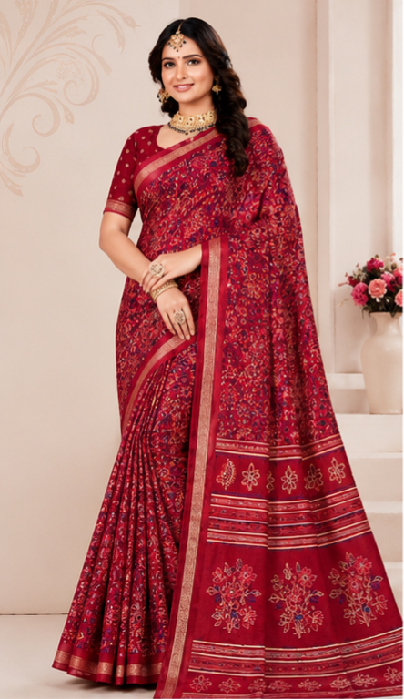 Kalamkari prints mull cotton saree