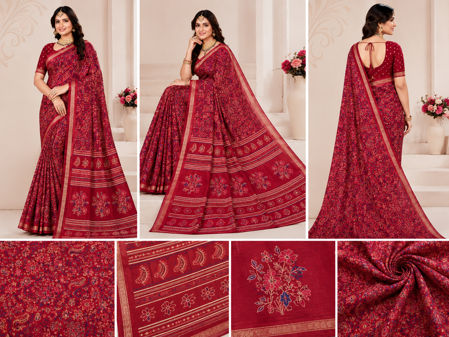 Kalamkari prints mull cotton saree