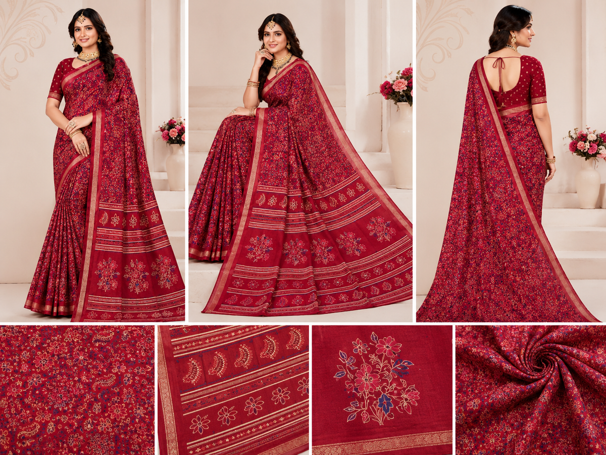 Kalamkari prints mull cotton saree