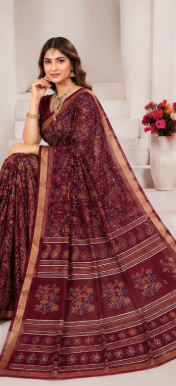 Kalamkari mul cotton saree