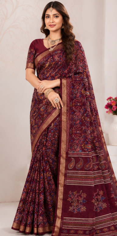 Kalamkari mul cotton saree
