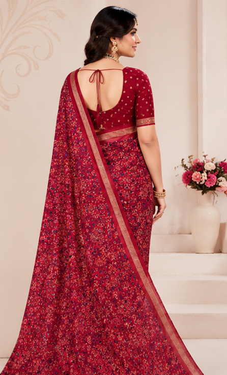 Kalamkari prints mull cotton saree