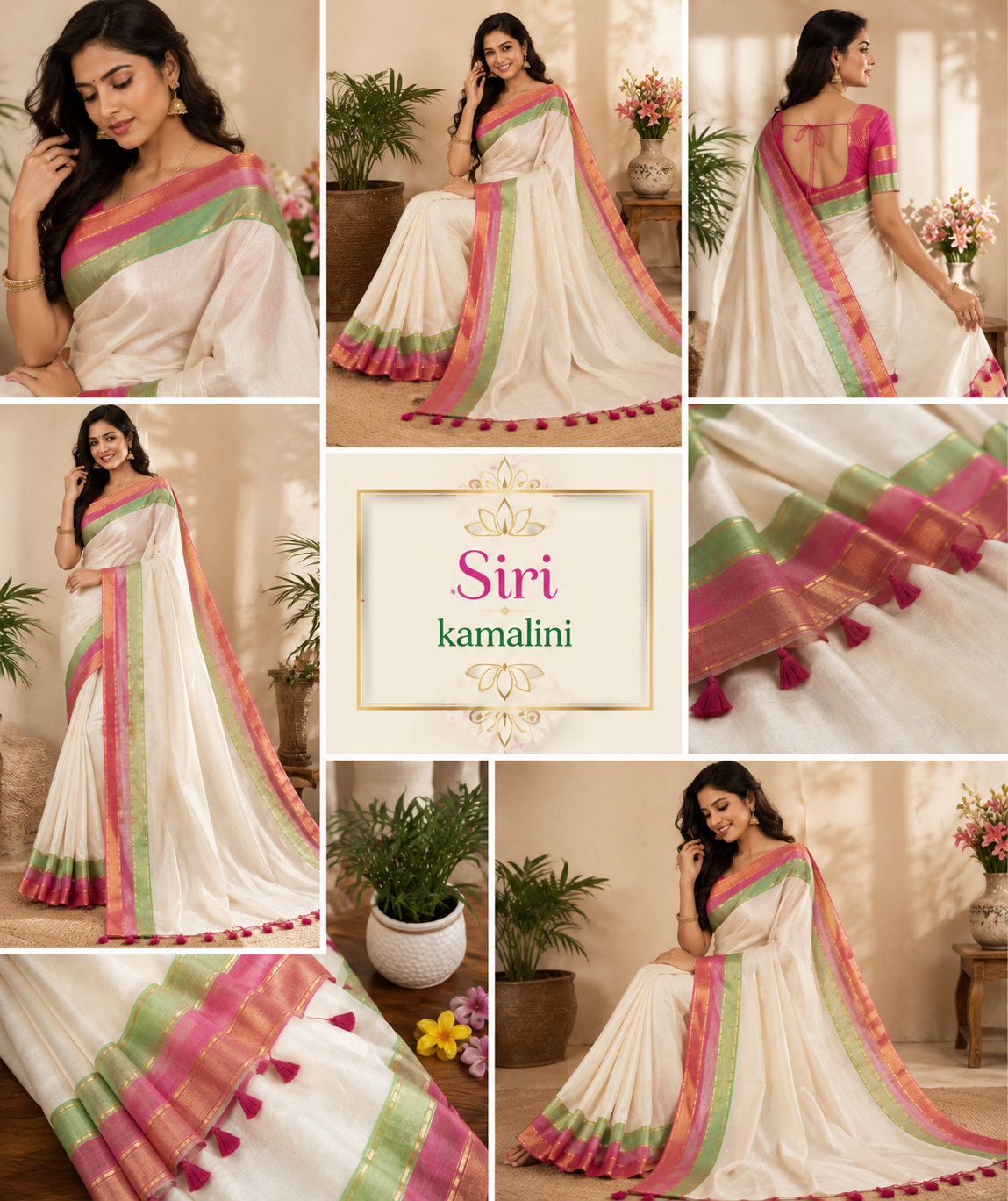 Mull cotton saree with kanchi border  white