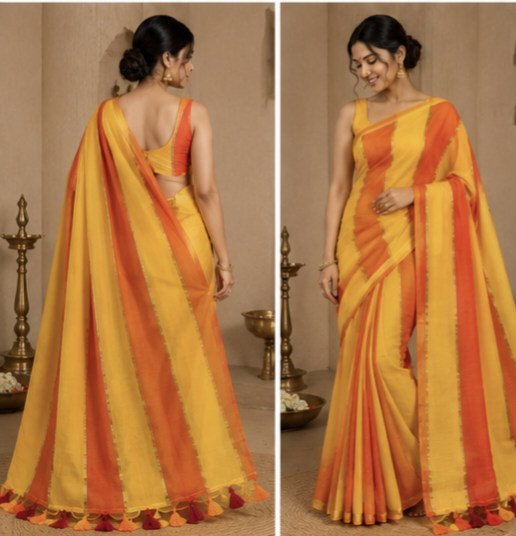 mull jhari saree
