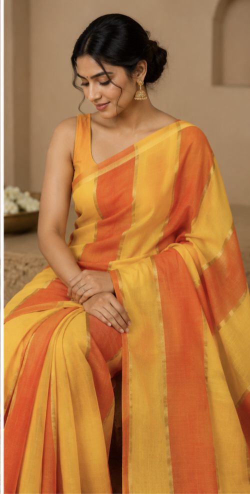 mull jhari saree
