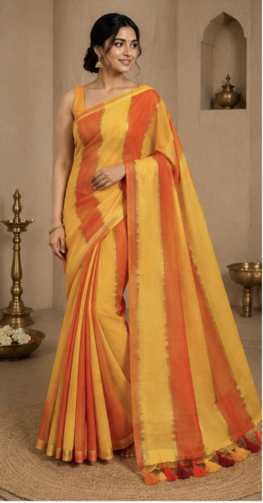 mull jhari saree