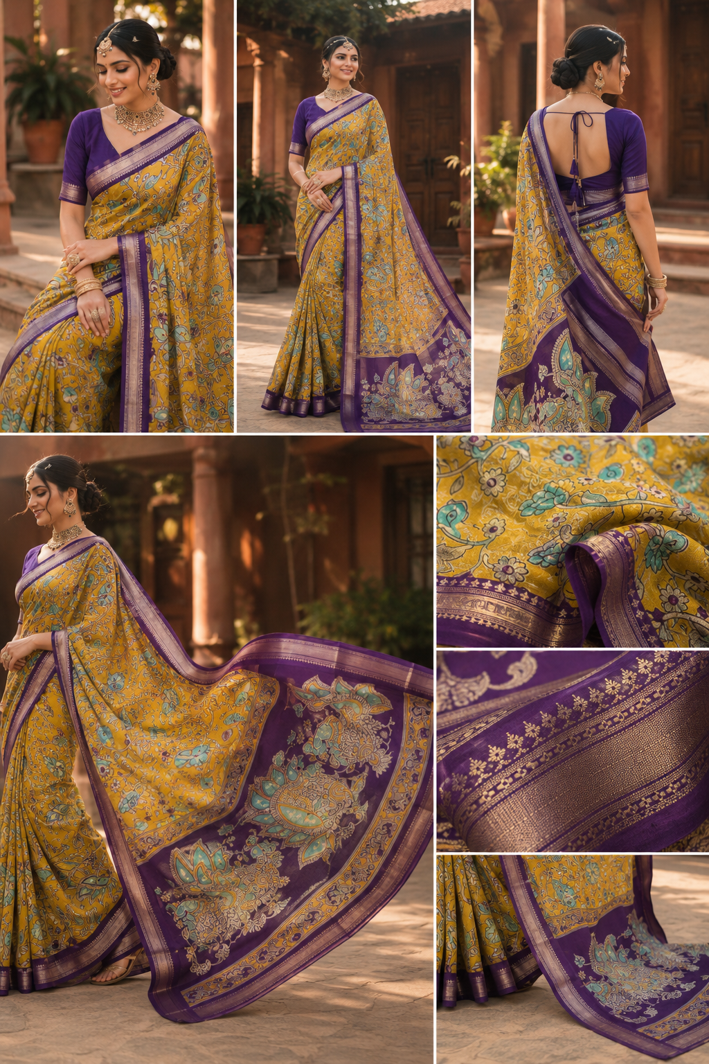Kalamkari printed premium shiffon saree