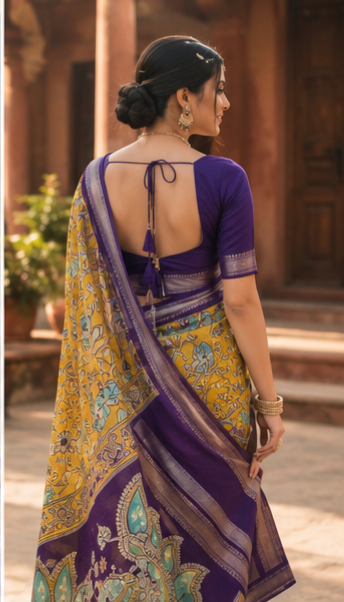 Kalamkari printed premium shiffon saree