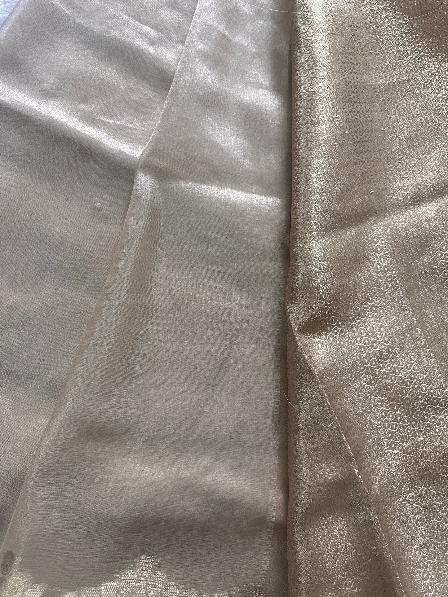 Tissue scalloped bead hand work saree